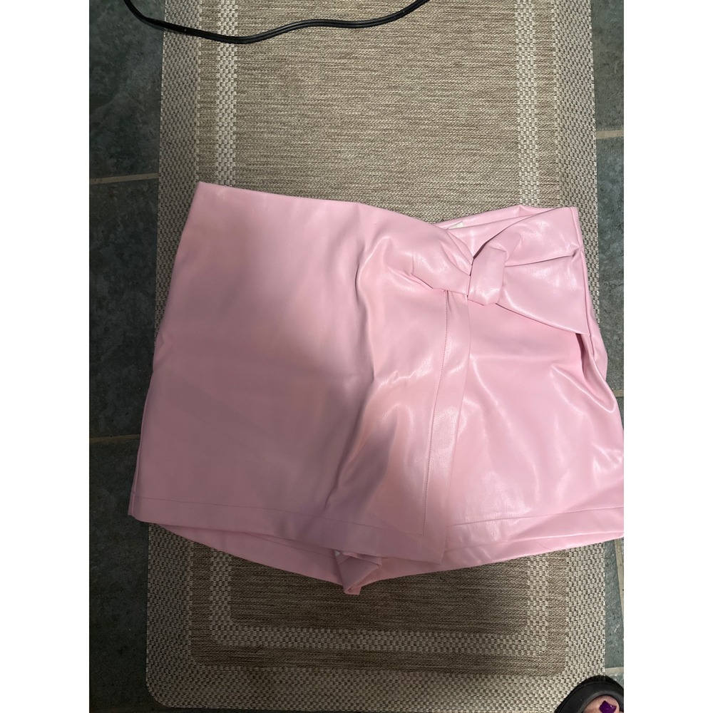 Francesca's Pink Faux Leather Wrap Skort Side Knot Detail Womens Large